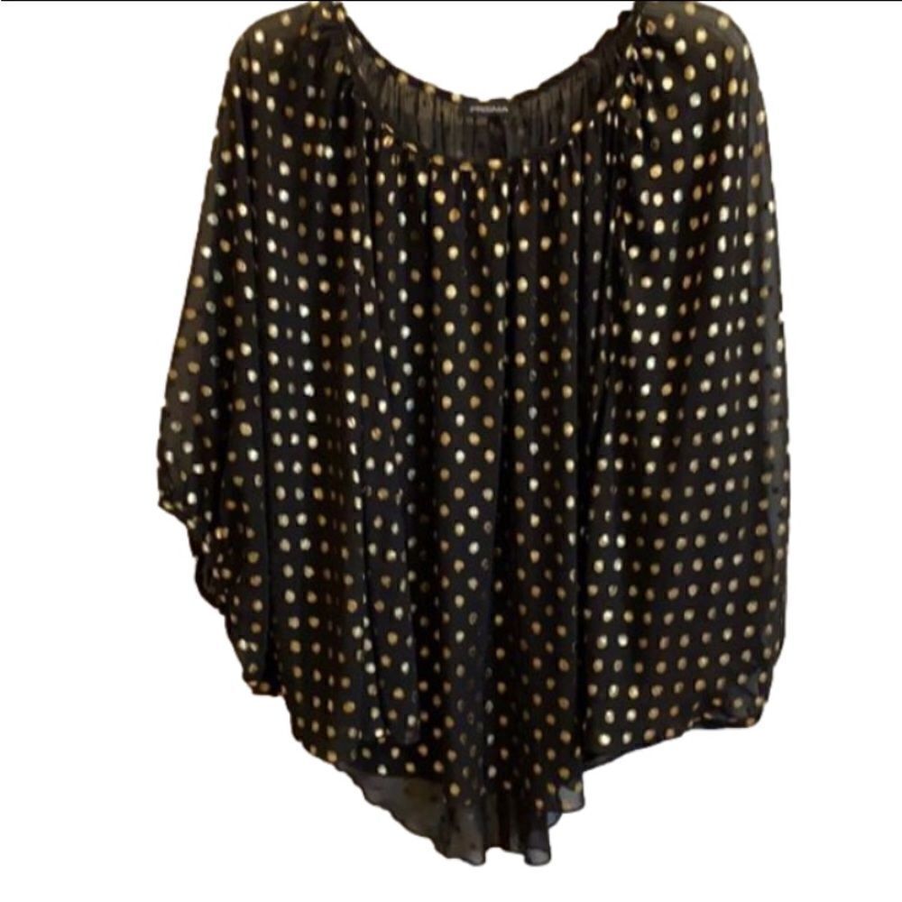 BLACK AND GOLD CHIFFON TOP
